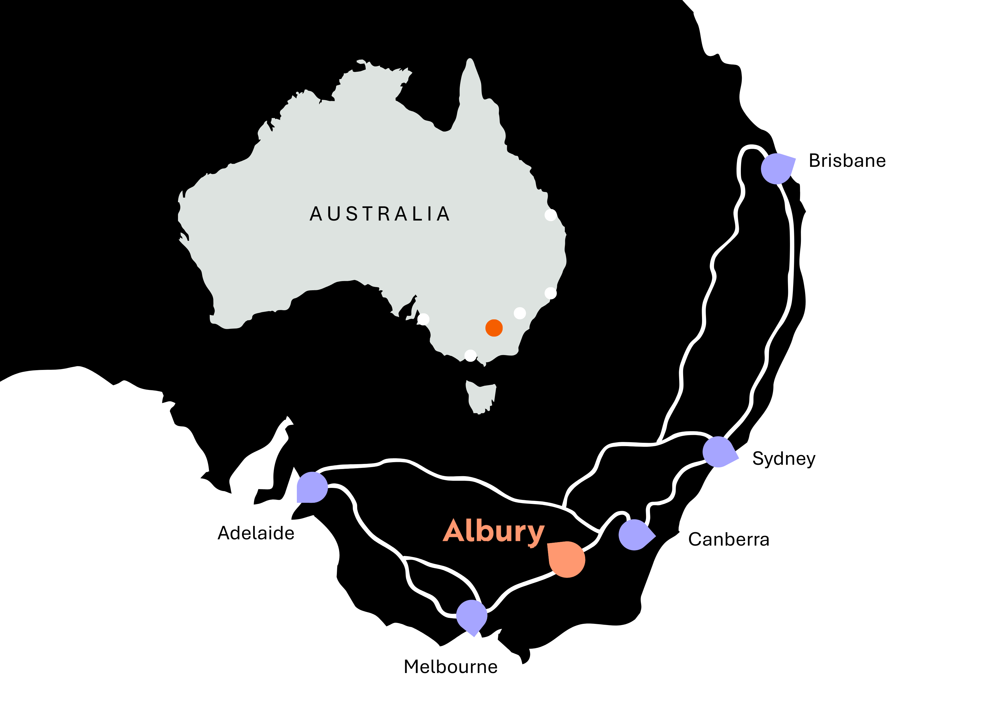 Albury map in Australia map